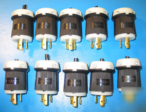 10 hubbell HBL2321 L6-20P 250V 20A 2P twist lock plugs