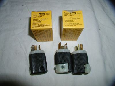 New lot hubbell HBL5366C plug 20 amp 125 v 2 p 3 wire