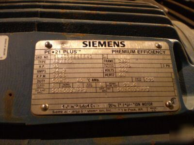 Siemens 30HP electric motor 1LA02864SE41 variable speed