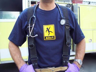 AOX1 ems fire emt paramedic firefighter shirt - xl