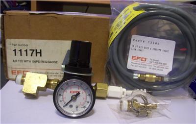 Efd air tee with 100 psi reg/gauge, p/n 1117H, 