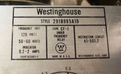 New cf-1 under frequency relay type cf-1 westinghouse 