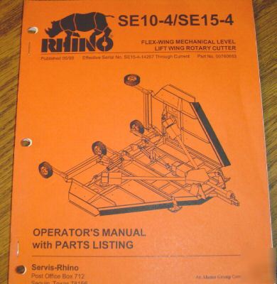 Rhino SE10-4/SE15-4 cutter operators manual&parts list