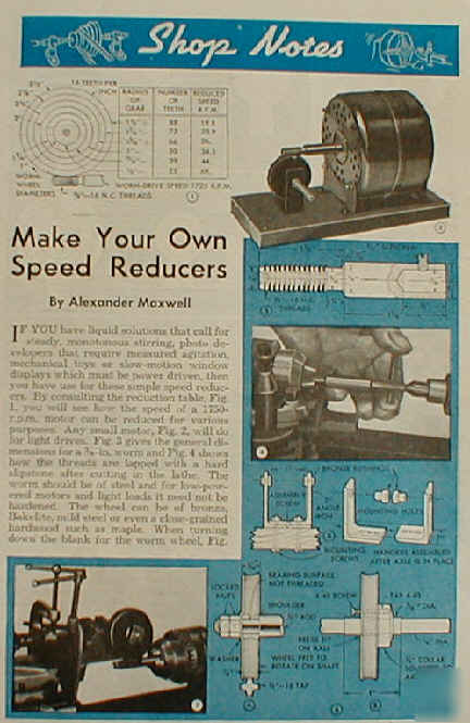 Speed reducer plans make yours and $ave