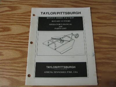 Taylor-pittsburgh operators manual & parts list