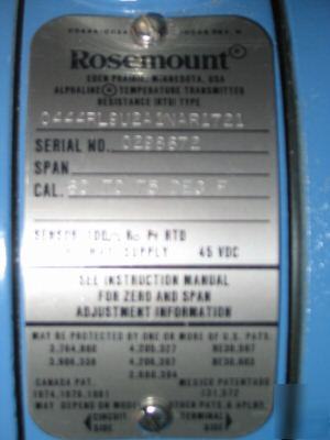 (2) rosemount transmitters 0444RL9U2A1NAR1721