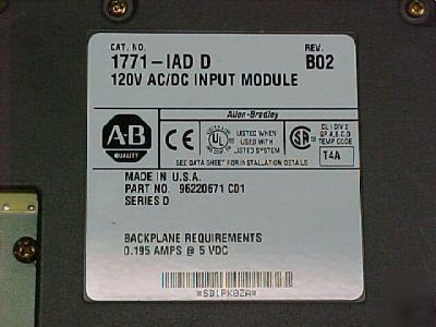 Allen-bradley 120V ac/dc input module rev. B02
