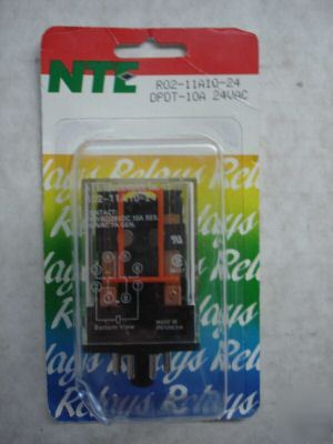 New nte R02-11A10-24 octal type dpdt 10A 24VAC relay * *