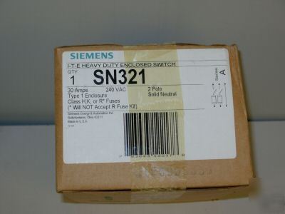 Siemens i-t-e heavy duty enclosed switch SN321 30A 240V