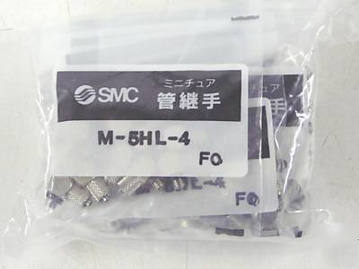 Smc fittings connectors m-5HL-4 lot of 100 .