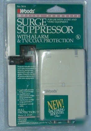 Surge suppressor by woods w/alarm & coax protector