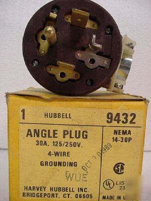Hubbell 9432 angle plug 30 amp 125/250 volt nema 14-30P