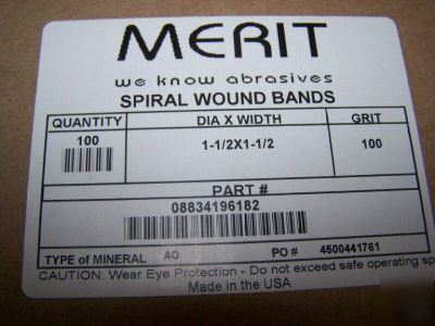 Merit spiral abrasive bands 1-1/2 x 1-1/2