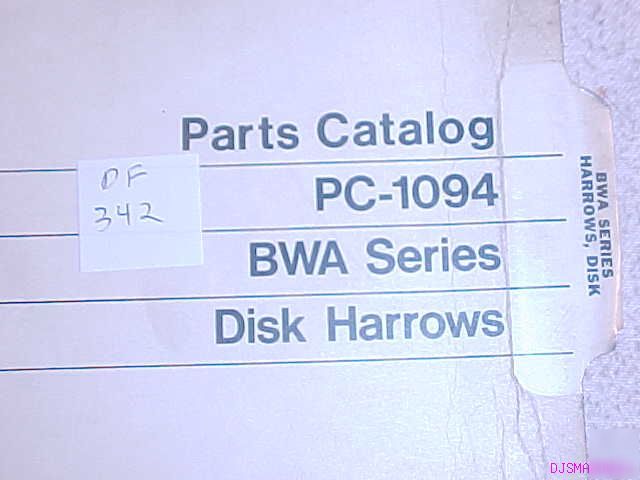 John deere bwa disk harrows parts catalog