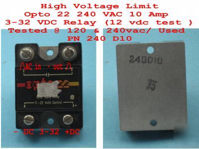 Opto 22 240 vac 10 amp dc solid state relay # 240D10