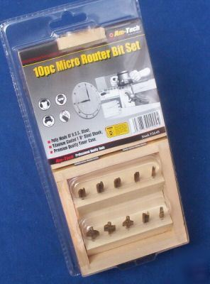 10PC hss micro router bit set in wooden case-1/8