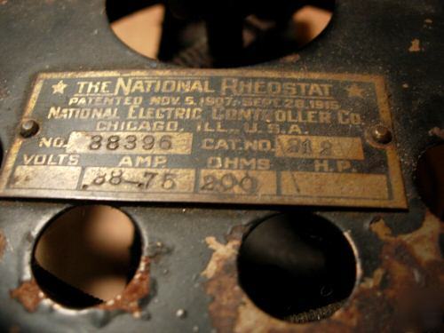 Antique national rheostate controller chicago,il 1915