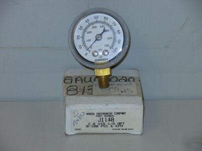 Marsh instruments pressure gauge J1148 0-100 psi 1/8