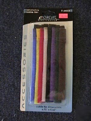 Self attaching velcro cable ties elec accessory 8 pack 