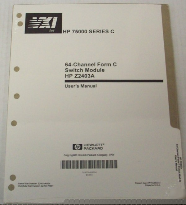 Hp Z2403A 64-channel form c switch module user's guide