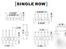 40PCS of single pin header 10PINS,golden plated