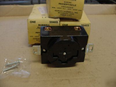 New hubbell 20403 4-wire receptacle 20A-250V 30A-600V >