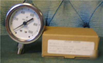 New versa gauge 0-1000 psi pressure gauge ss in box