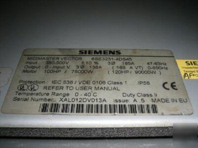 Siemens midimaster vector 6SE3231-4DS45 100HP 100 hp