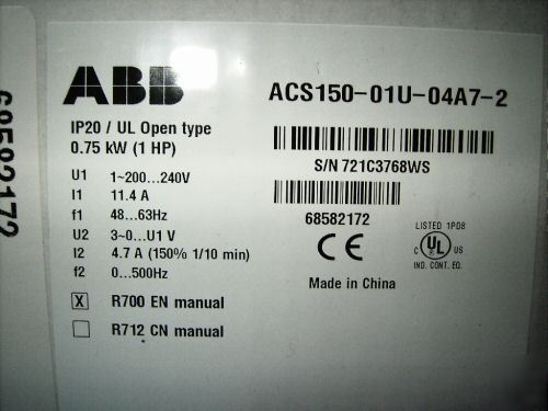 Abb ACS150 drive/inverter