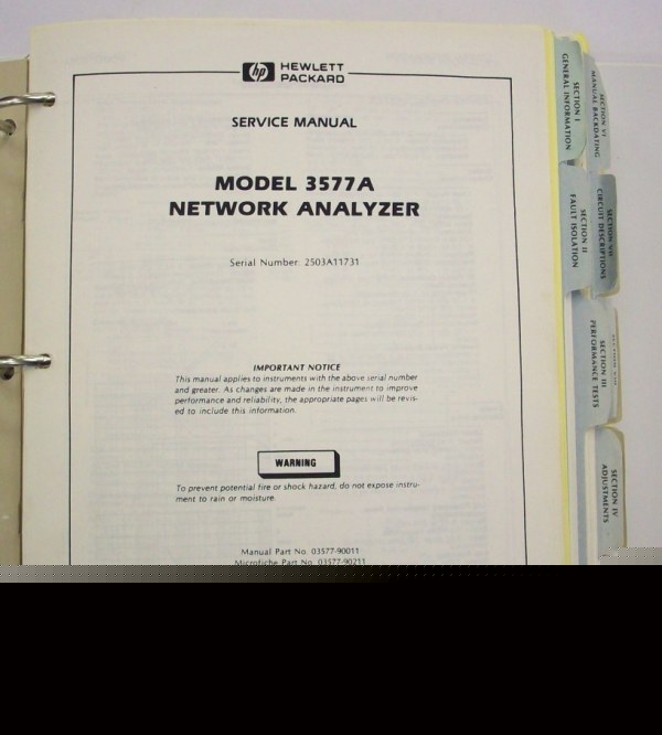 Hp 3577A network analyzer service manual - $5 shipping 