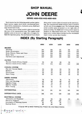 John deere 4050 thru 4850 tractor workshop manual