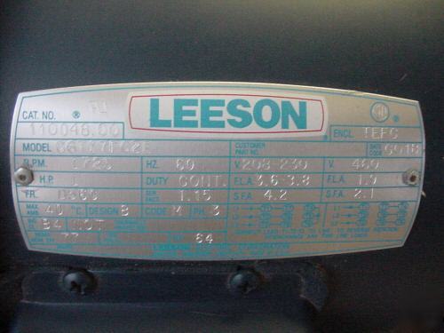 Leeson 1HP motor with morse gear/speed reduction motor