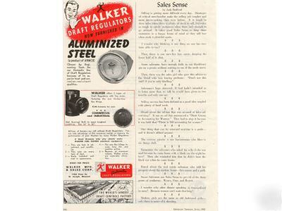 Walker draft regulator furnace hvac ad 1951 st joseph