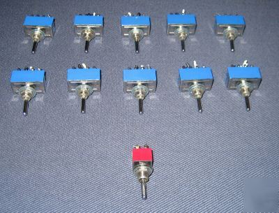 10 toggle switches, 4 pole double throw; 1 switch dpst
