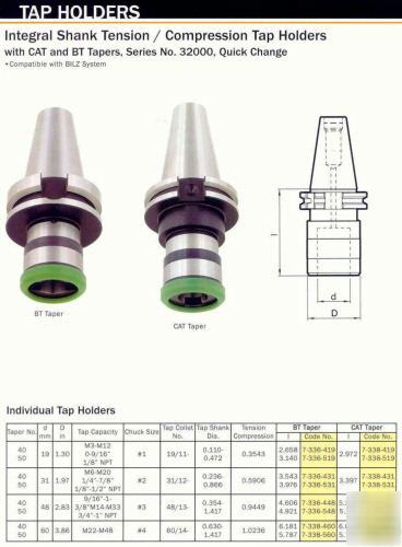 Cat 40 cnc bison tension tap holder chuck size # 1