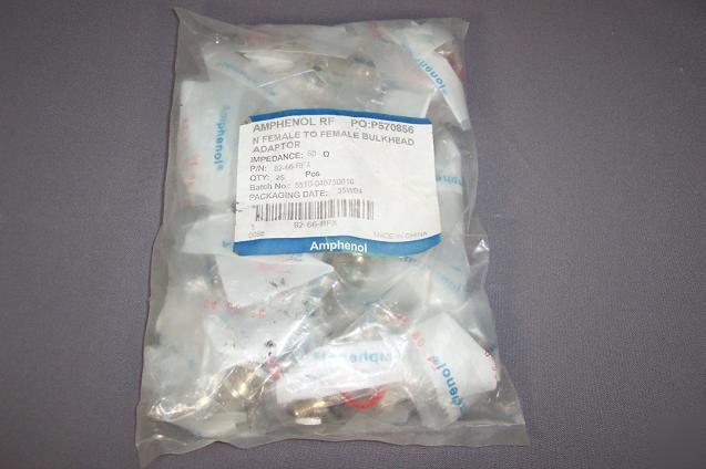 Lot of 25 amphenol rf 82-66-rfx bulkhead adaptors