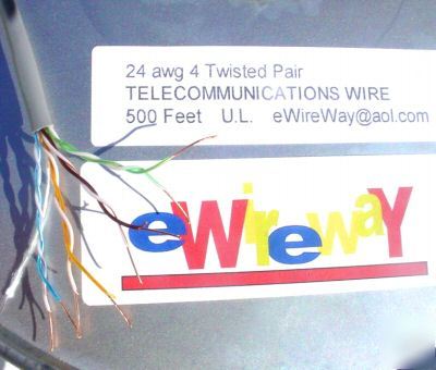 New telephone phone wire cable 4 pair gray 500 ft nice 