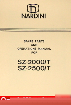 Oz~nardini sz-2000/t, sz-2500/t lathe op/part manual