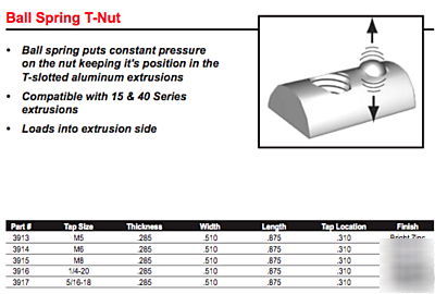 25 (#3917) 5/16-18 drop-in t-nuts w ball - (80/20 inc)