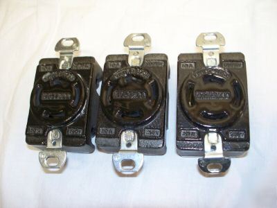  3 hubbell twistlock 4 pole receptacles 20A 250V nos 