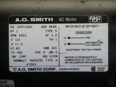 A.o. smith 1 hp motor