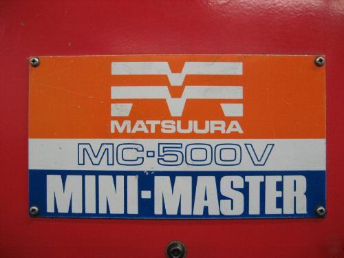 Matsuura mc-500V, vmc, cnc mill, yasnac control