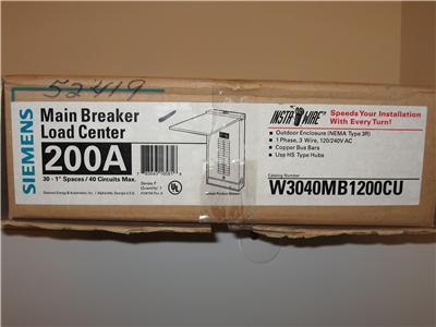 Siemens main breaker load center - W3040MB1200CU - 200A
