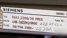 Siemens simoreg axis drive D165 G200/30 #6RB 2042 _ n/r