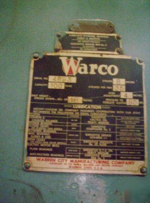 Warco 100T dcgf press, bed: 24â€ x 100