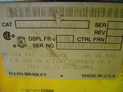 Allen-bradley dataliner control panel 2706-E23J16B1