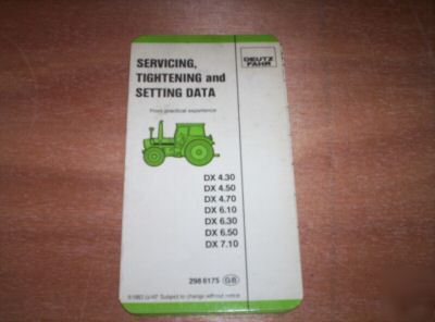 Deutz-fahr dx series tractors: service pocket guide