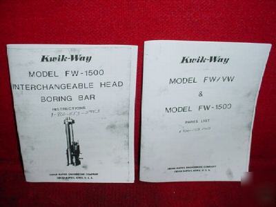Kwik-way fw/vw & fw-1500 boring bar manuals