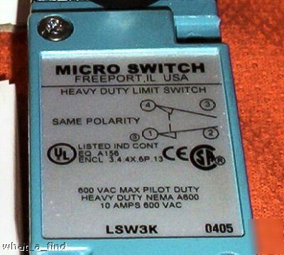 New honeywell h. d. micro switch LSW3K warranty 