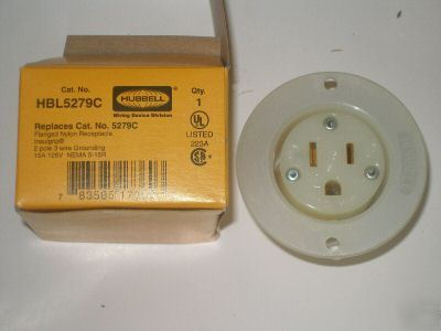 New hubbell HBL5279C 5-20R 20A 125V flanged receptacle